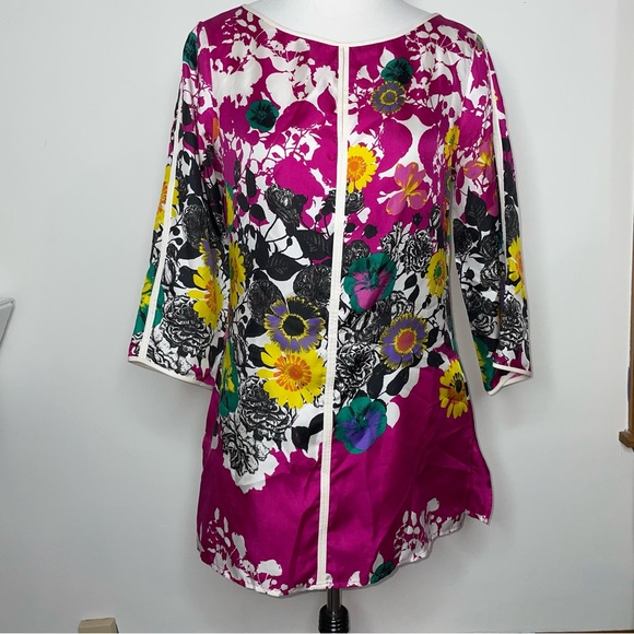 Helios & Luna Tops - Helios & Luna Silk Floral Tunic Top Blouse Size 6